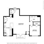 The Allure Stamford (A10) 2D floorplan - showing one bedroom and one bath, Stamford, CT