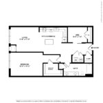 The Allure Stamford (A11) 2D floorplan - showing one bedroom and one bath. Stamford, CT