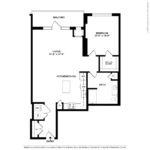 Allure building 2D Floorplan render of (A12) showing one bedroom and one bath. Stamford, CT