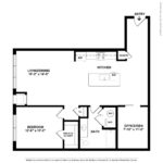 Allure building Stamford - 2D Floorplan render of (A13) showing one bedroom and one bath, Stamford, CT.