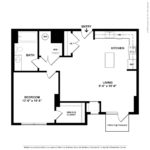 Allure building Stamford, CT - 2D Floorplan render of (A4) showing one bedroom and one bath.