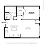 The Allure Stamford (A7) 2D floorplan - showing one bedroom and one bath, Stamford, CT