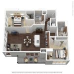 Beacon Harbor Point Stamford Floorplans (B2) Showing two bedrooms and two bathrooms, Stamford, CT