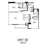 Beacon Harbor Point Stamford Floorplans (B2) Showing two bedrooms and two bathrooms, Stamford, CT