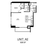 Beacon Harbor Point Stamford Floorplans (A2) Showing one bedroom and one bathroom, Stamford, CT