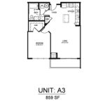 Beacon Harbor Point Stamford Floorplans (A3) Showing one bedroom and one bathroom, Stamford, CT