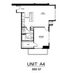 Beacon Harbor Point Stamford Floorplans (A4) Showing one bedroom and one bathroom, Stamford, CT