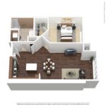 Beacon Harbor Point Stamford Furnished Floorplans (A6) Showing one bedroom and one bathroom, Stamford, CT