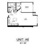 Beacon Harbor Point Stamford Floorplans (A6) Showing one bedroom and one bathroom, Stamford, CT