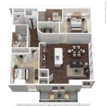 Beacon Harbor Point Stamford Floorplans (B2) Showing two bedrooms and two bathrooms, Stamford, CT