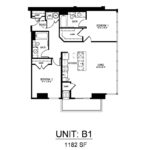 Beacon Harbor Point Stamford Floorplans (B1) Showing two bedrooms and two bathrooms, Stamford, CT