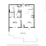 The Curb Norwalk (A2) Floorplans - showing one bedroom and one bath, Norwalk, CT