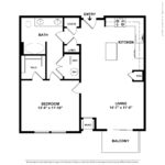 The Curb Norwalk (A3) Floorplans - showing one bedroom and one bath, Norwalk, CT