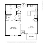 The Curb Norwalk (A5) Floorplans - showing one bedroom and one bath, Norwalk, CT