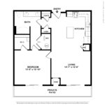 The Curb Norwalk (A6) Floorplans - showing one bedroom and one bath, Norwalk, CT