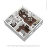 (A9) Harbor Landing 28 Southfield Ave-Stamford, CT 3D model showing one bedroom and one bathroom