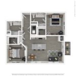 The Curb Norwalk (B1) Furnished Floorplans - showing two bedrooms and two bath, Norwalk, CT