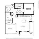 (B1) Harbor Landing 28 Southfield Ave-Stamford, CT Floorplan Model showing two bedrooms and two bathrooms