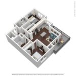 (B1) Harbor Landing 28 Southfield Ave-Stamford, CT 3D Model showing two bedrooms and two bathrooms