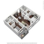 (B2) Harbor Landing 28 Southfield Ave-Stamford, CT 3D Model Showing two bedrooms and two bathrooms