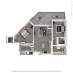 The Curb Norwalk (B3) Furnished Floorplans - showing two bedrooms and two bath, Norwalk, CT