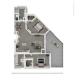 The Curb Norwalk (B4) Furnished Floorplans - showing two bedrooms and two bath, Norwalk, CT