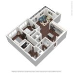 (B4) Harbor Landing 28 Southfield Ave-Stamford, CT 3D Model Showing two bedrooms and one bathrooms