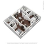(B5) Harbor Landing 28 Southfield Ave-Stamford, CT 3D Model showing two bedrooms and two bathrooms