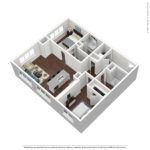 (B6) Harbor Landing 28 Southfield Ave-Stamford, CT 3D Model showing two bedrooms and one bathroom