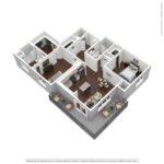 (B9) Harbor Landing 28 Southfield Ave-Stamford, CT 3D Model Floorplans showing two bedrooms and two bathrooms