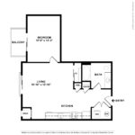 The Curb Norwalk (B-A0) Floorplans - showing one bedroom and one bath, Norwalk, CT