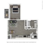 The Curb Norwalk (B-A0) Furnished Floorplans - showing one bedroom and one bath, Norwalk, CT