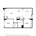 Nv at Harbor Point (A11) Floorplans - Showing one bed room and one bath, Stamford, CT