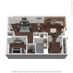 Nv at Harbor Point (A11) Furnished Floorplans - Showing one bed room and one bath, Stamford, CT