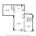 Nv at Harbor Point (A12) Floorplans - Showing one bed room and one bath, Stamford, CT