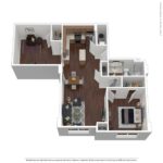 Nv at Harbor Point (A12) Furnished Floorplans - Showing one bed room and one bath, Stamford, CT