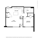 Nv at Harbor Point (A1) Floorplans - Showing one bedroom and one bath, Stamford, CT