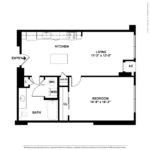 Nv at Harbor Point (A2) Floorplans - Showing one bedroom and one bath, Stamford, CT