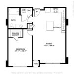 Nv at Harbor Point (A4) Floorplans - Showing one bed room and one bath, Stamford, CT