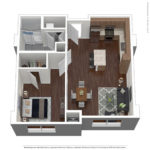 Nv at Harbor Point (A4) Furnished Floorplans - Showing one bed room and one bath, Stamford, CT