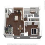 Nv at Harbor Point (A6) Furnished Floorplans - Showing one bed room and one bath, Stamford, CT