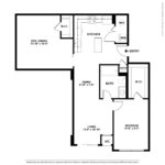 Nv at Harbor Point (A7) Floorplans - Showing one bed room and one bath, Stamford, CT