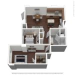 Nv at Harbor Point (B0) Furnished Floorplans - Showing two bed rooms and two bath, Stamford, CT