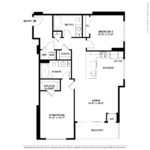 Nv at Harbor Point (B1) Furnished Floorplans - Showing two bed rooms and two bath, Stamford, CT