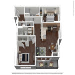 Nv at Harbor Point (B1) Furnished Floorplans - Showing two bed rooms and two bath, Stamford, CT