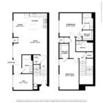 Nv at Harbor Point (TH5) Floorplans - Showing two bed rooms and two bath, Stamford, CT