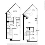 Nv at Harbor Point (TH7) Floorplans - Showing two bed rooms and two bath, Stamford, CT