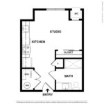 (S1) Harbor Landing 28 Southfield Ave-Stamford, CT Floorplan Model showing one bedroom and one bathroom