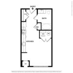 (S2) Harbor Landing 28 Southfield Ave-Stamford, CT Floorplan Model showing one bed room and one bath