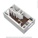 (S2) Harbor Landing 28 Southfield Ave-Stamford, CT 3D Model showing one bed room and one bath